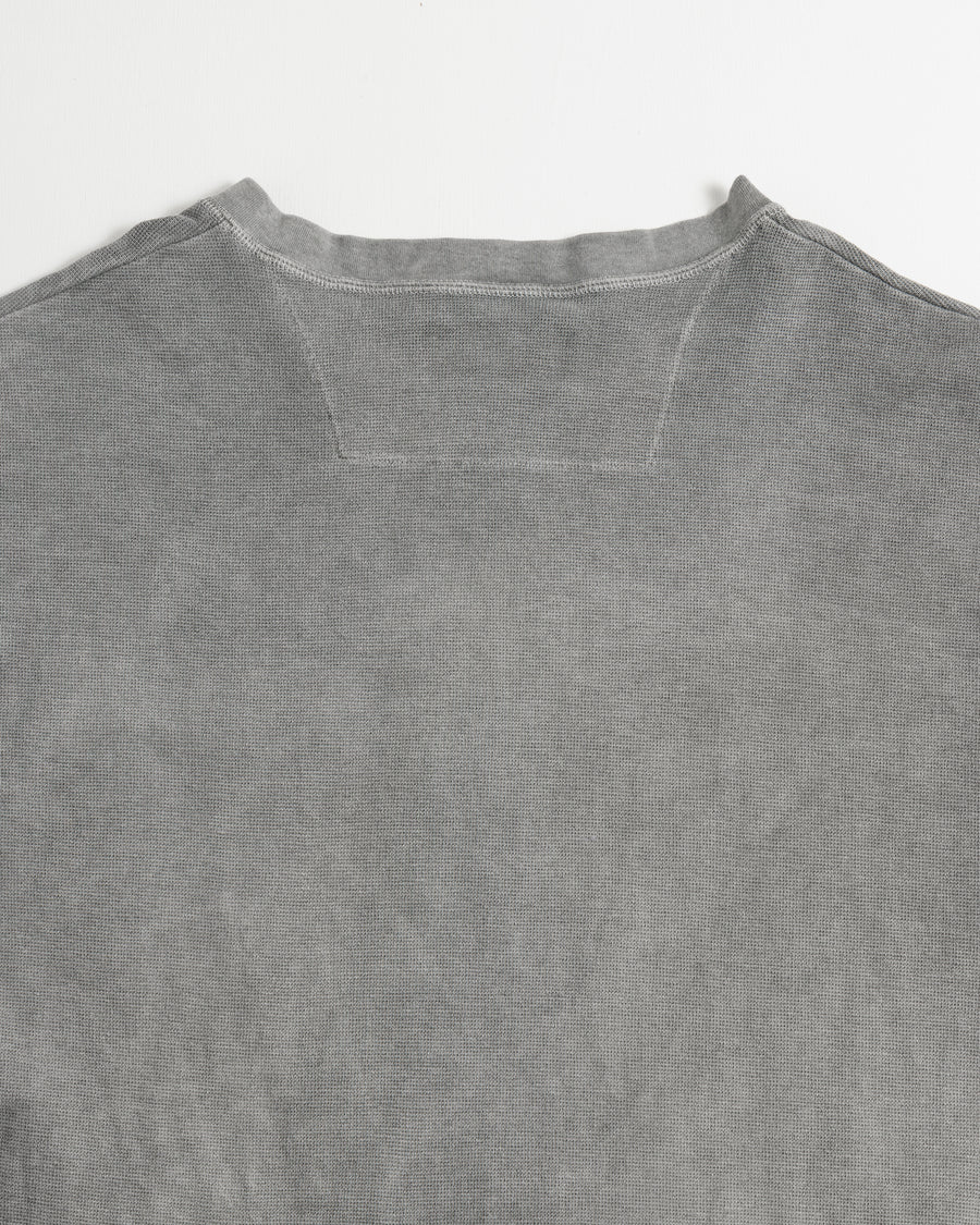 ANACHRONORM ピグメント サーマル ヘンリーネック ロングスリーブTシャツ ダスティブラック | サーフニット 顔料染め ムラ感 ヴィンテージカットソーベース 日本製