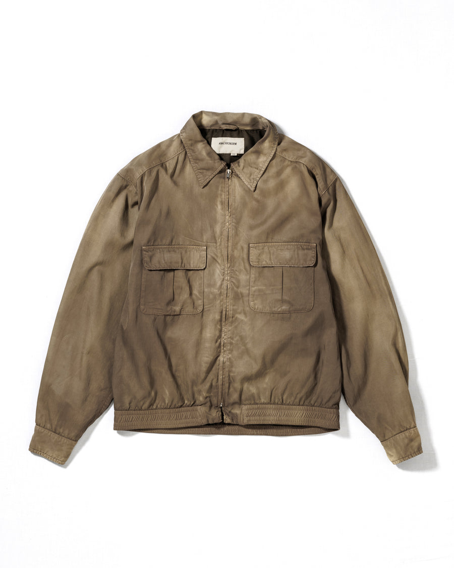 ANACHRONORM レーヨン ドリズラージャケット KHAKI | コットンレーヨンツイル 染色×脱色 光沢 ヴィンテージギャバブルゾン着想 一点一点 日本製