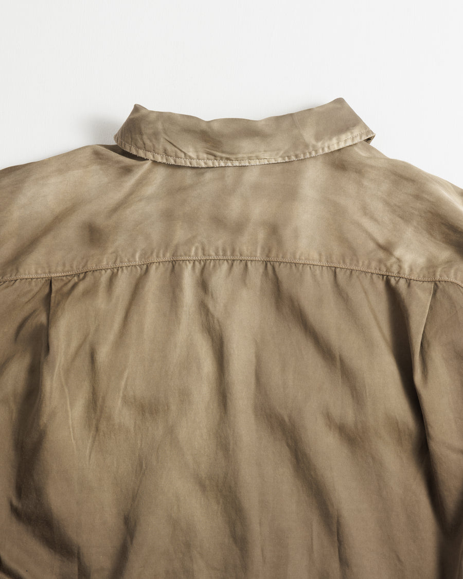 ANACHRONORM レーヨン ドリズラージャケット KHAKI | コットンレーヨンツイル 染色×脱色 光沢 ヴィンテージギャバブルゾン着想 一点一点 日本製