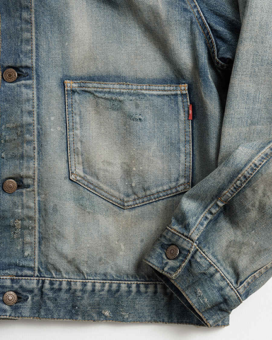 DAMAGED DENIM JACKET  LIGHT INDIGO