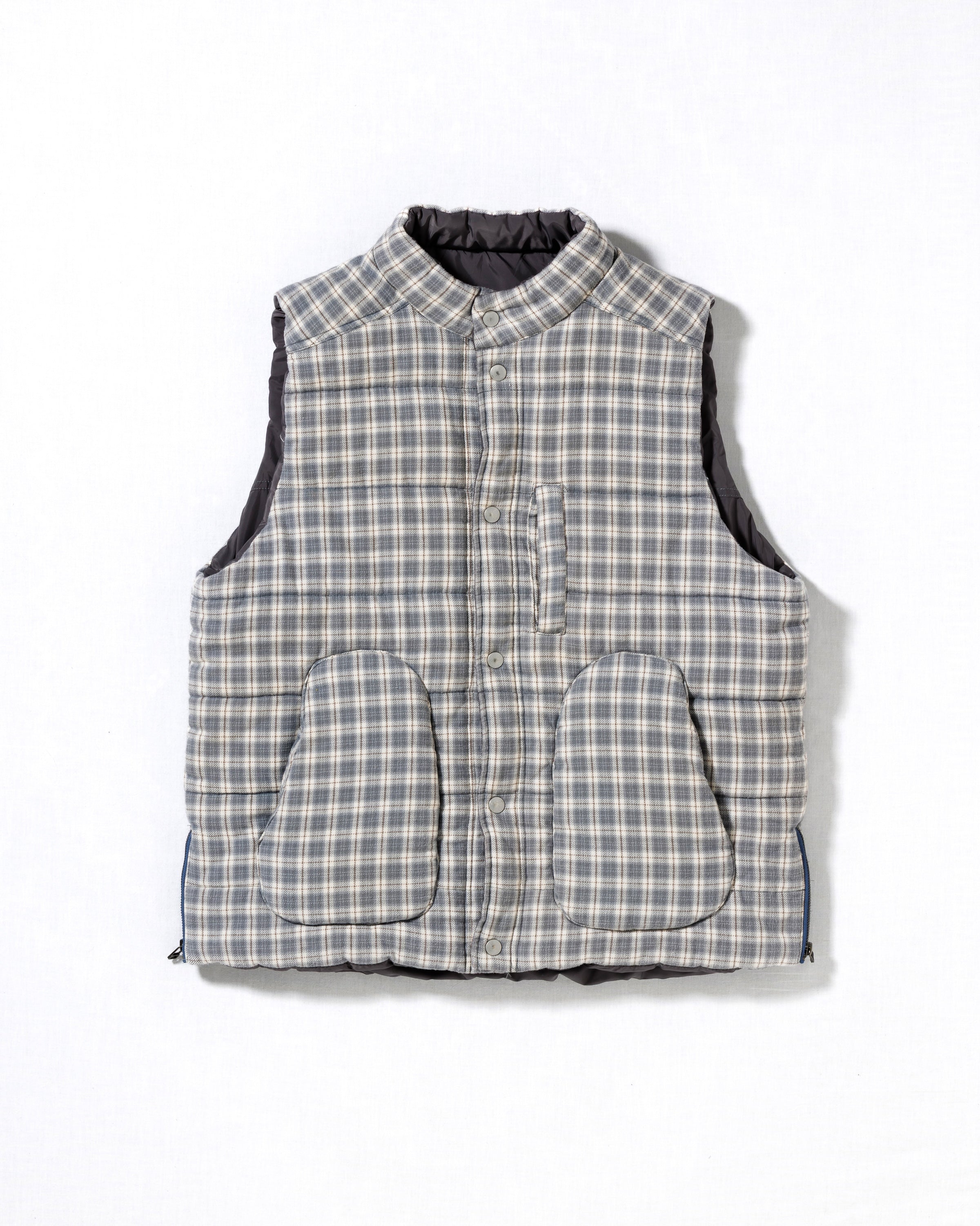 CHECK BATTING VEST BLUE
