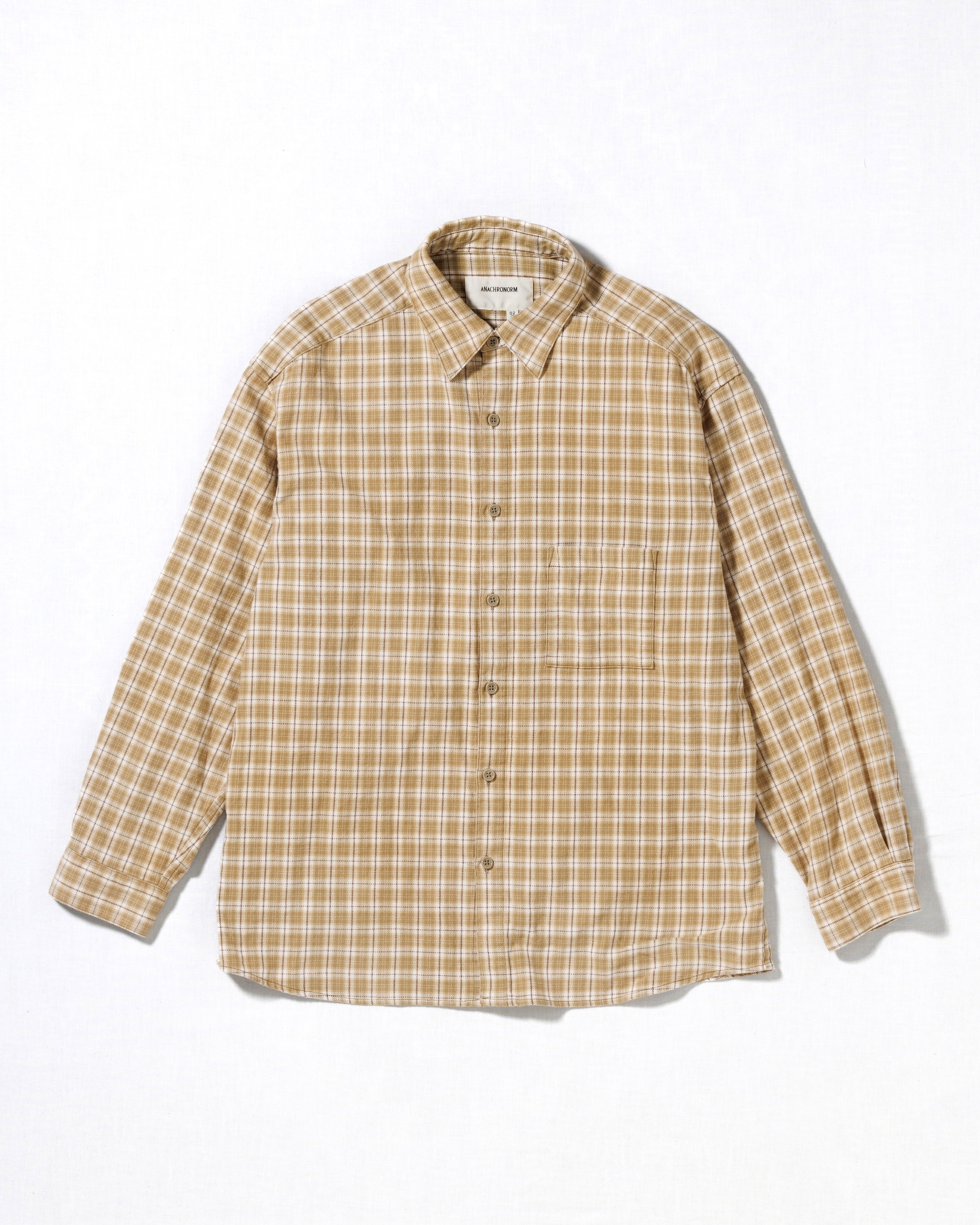 CHECK WIDE SHIRTS BEIGE