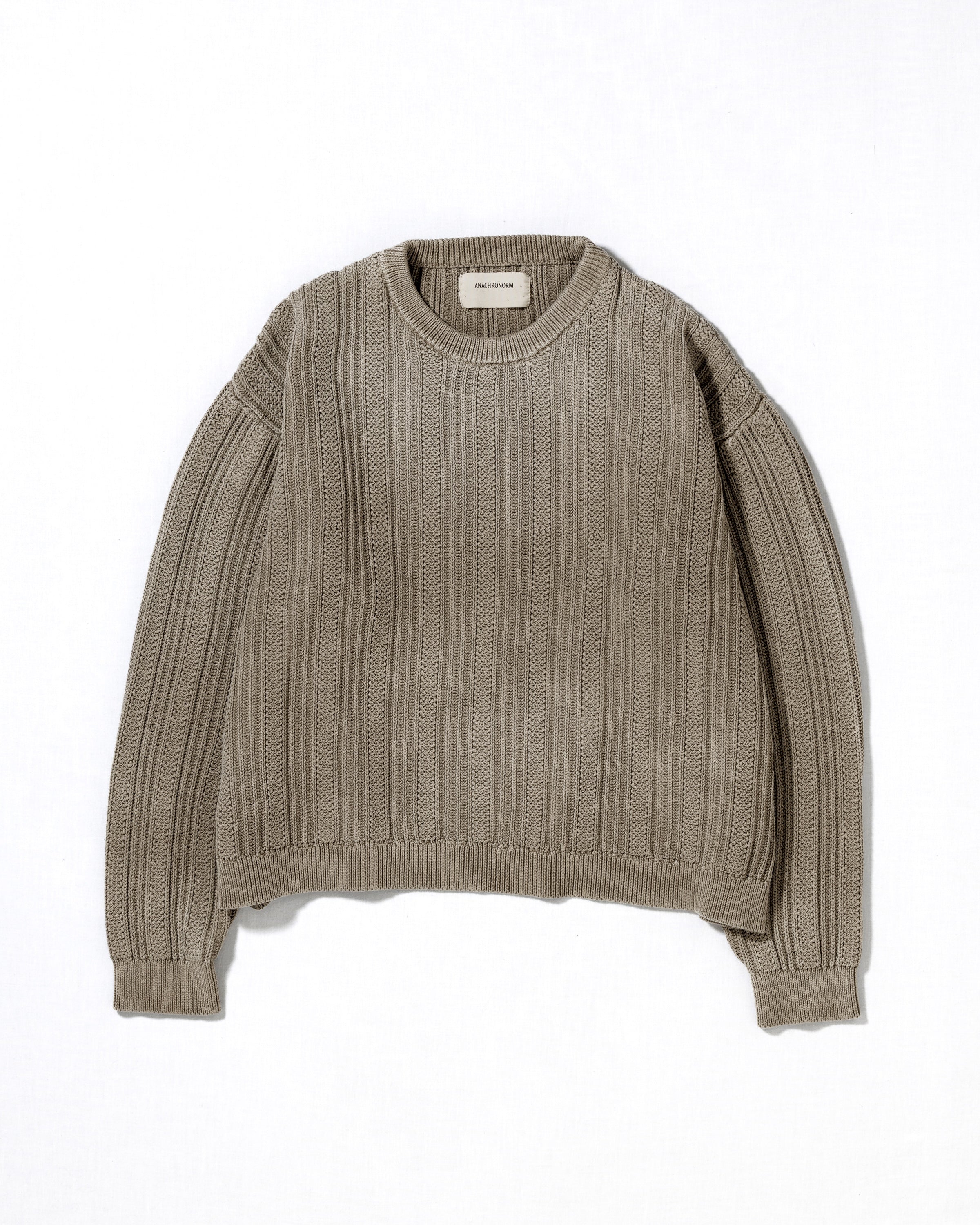 DYED CREW KNIT LIGHT BROWN