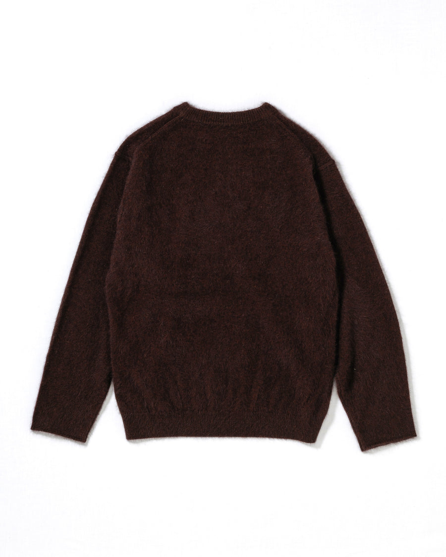 ANACHRONORM フォックス クルーニット ダークブラウン | FOXブレンド糸 コーマ加工 シルケットウール シルク混 軽量 ミニマル