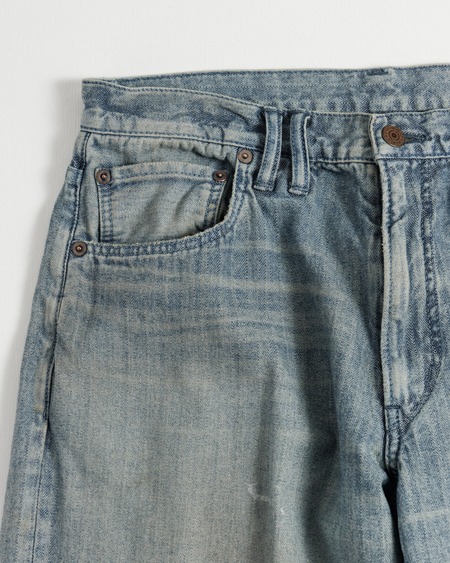 HERRINGBONE DENIM WIDE 5P PANTS INDIGO
