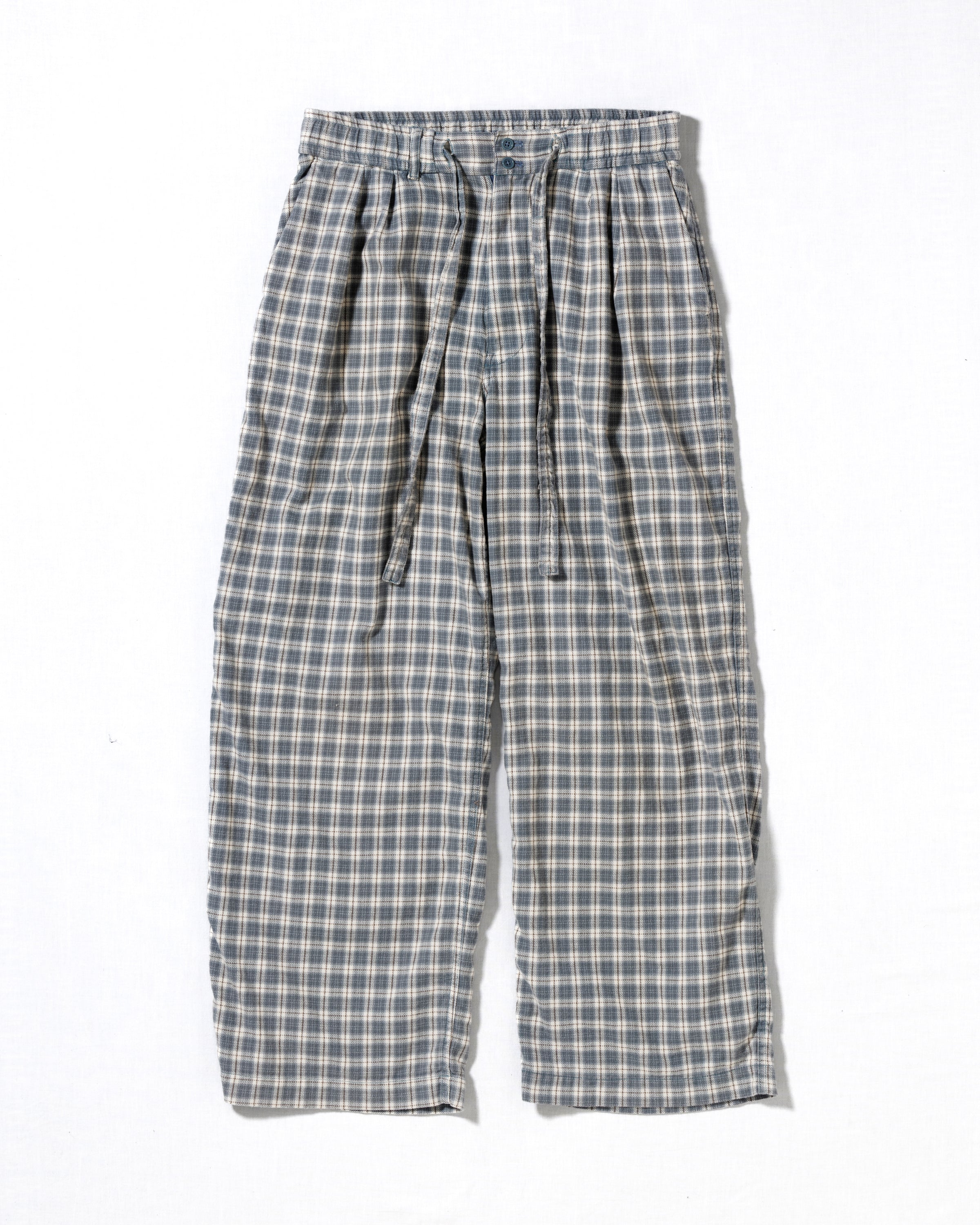 CHECK WIDE EASY PANTS BLUE