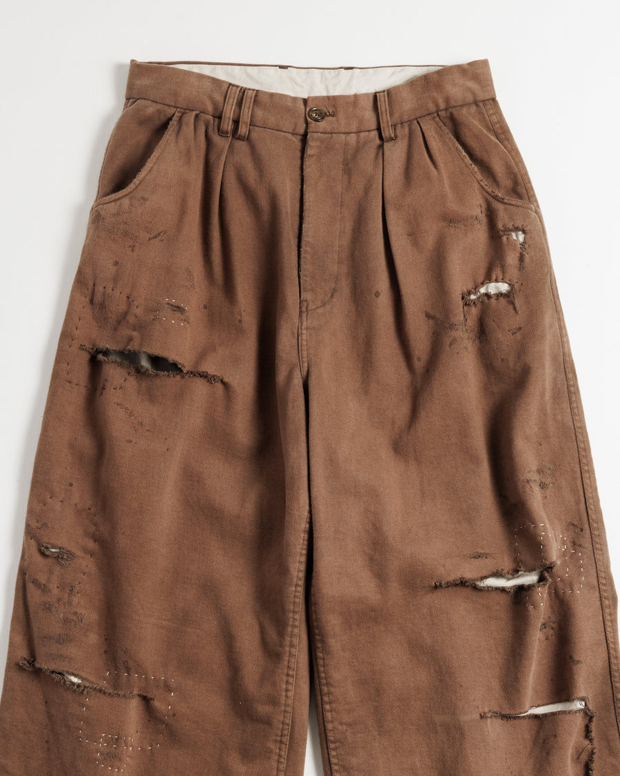ANACHRONORM カルゼ タック ワイドパンツ サーモン | コットンカルゼ 職人手作業 フロント裏地付き 一点一点 日本製