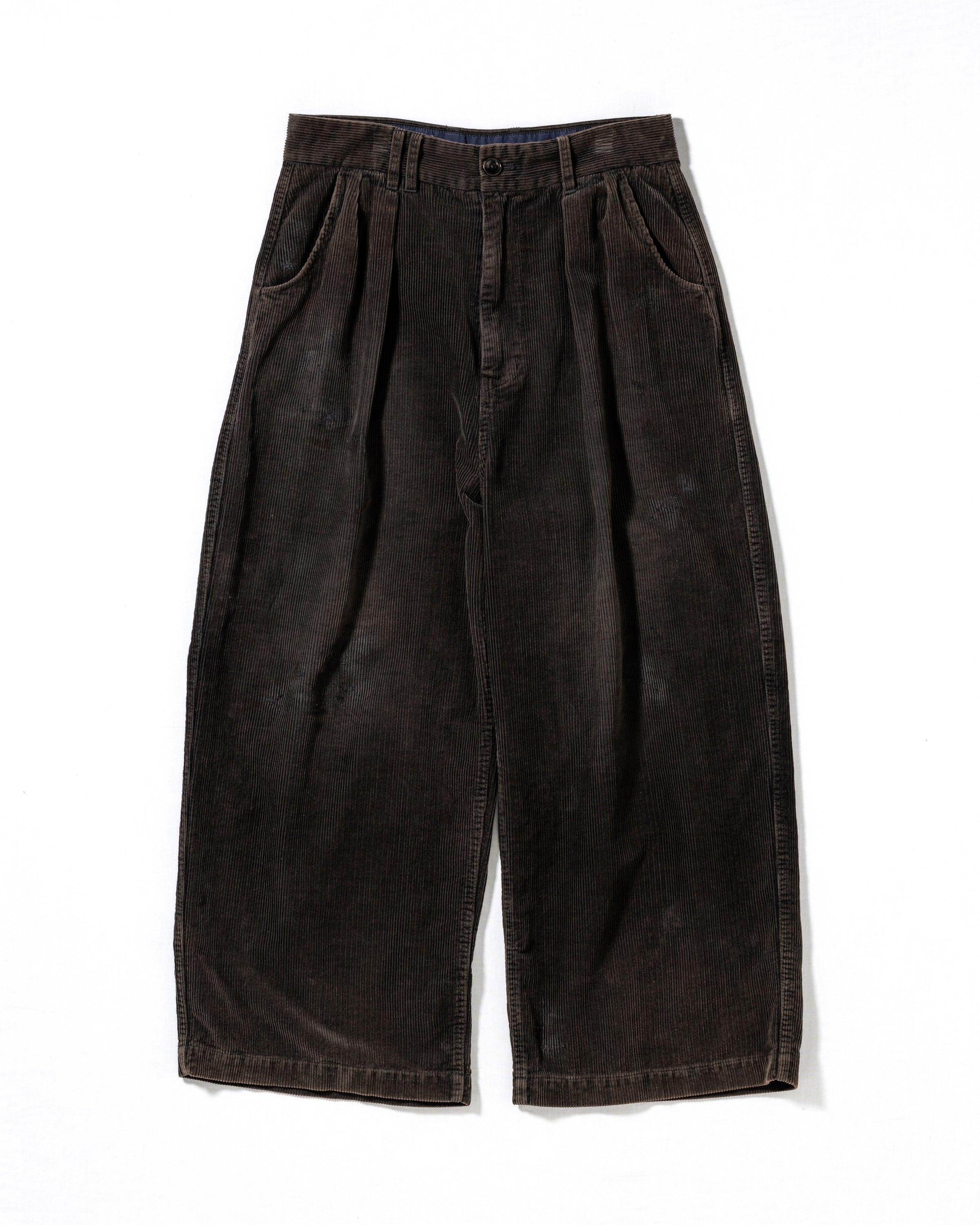 CORDUROY TUCK WIDE PANTS BLACK