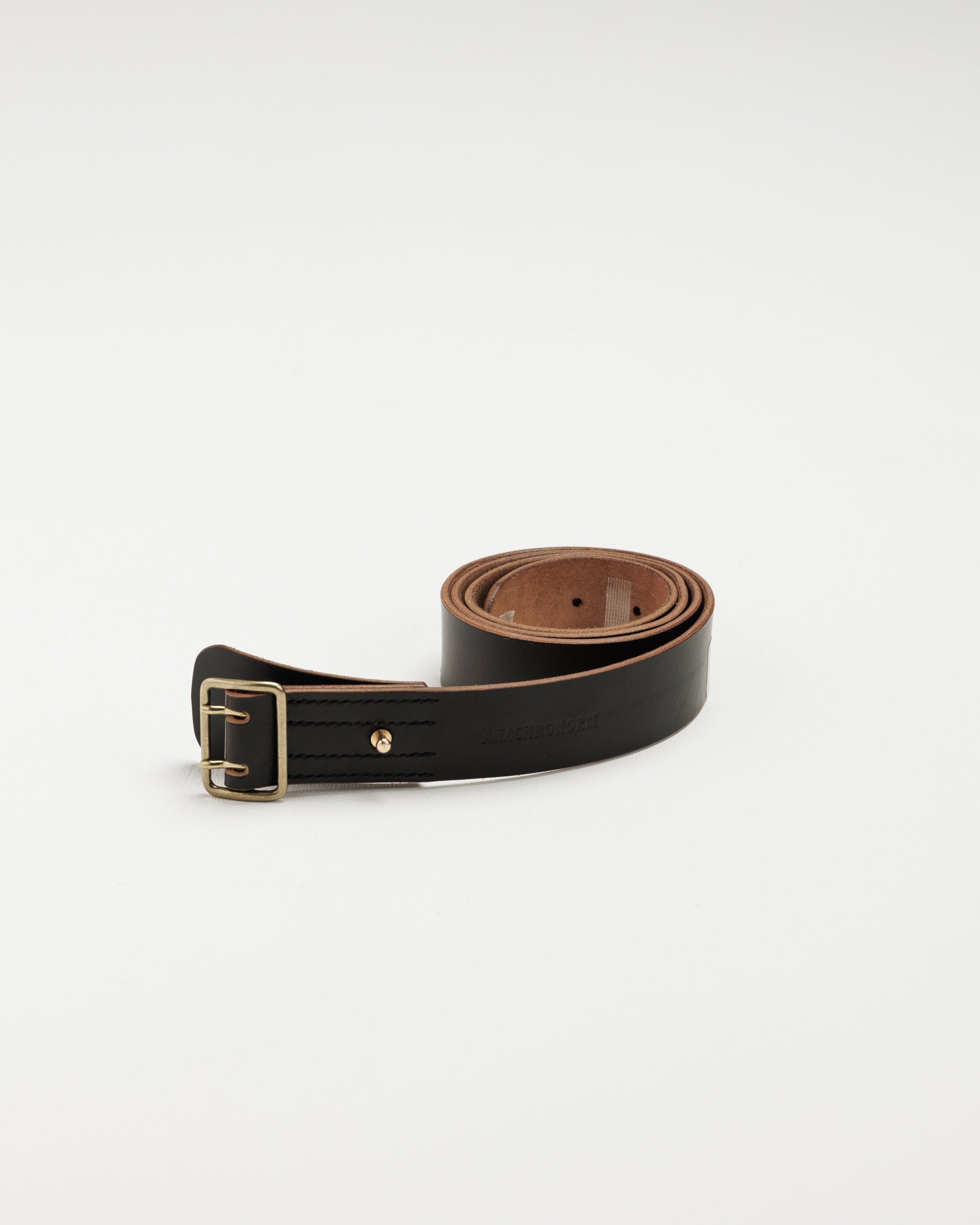 DOUBLE PIN LEATHER BELT BLACK