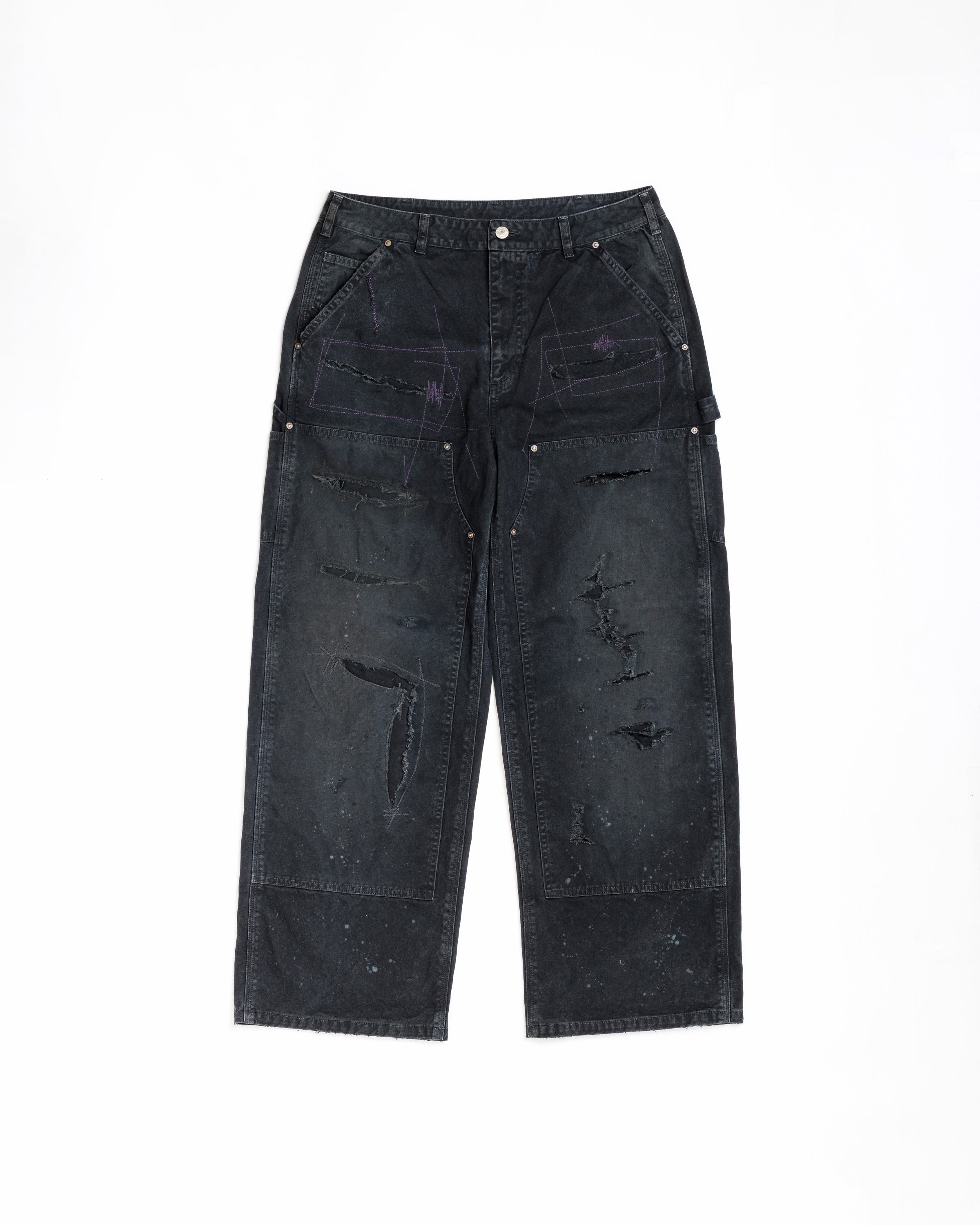 FIFTH ＋ ANACHRONORM  Ripped Double Knee Pants BLACK