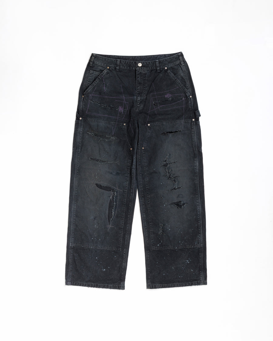FIFTH ＋ ANACHRONORM  Ripped Double Knee Pants BLACK
