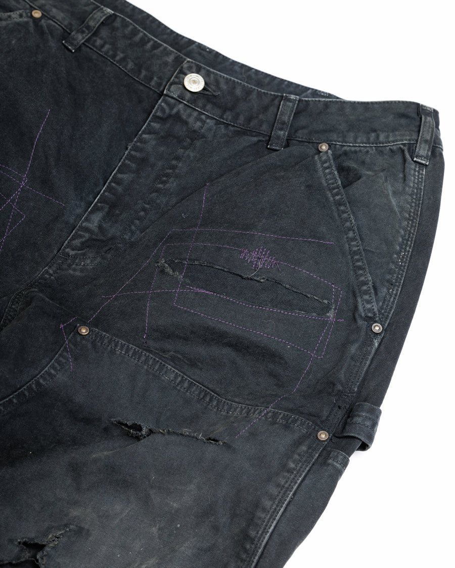 FIFTH ＋ ANACHRONORM  Ripped Double Knee Pants BLACK