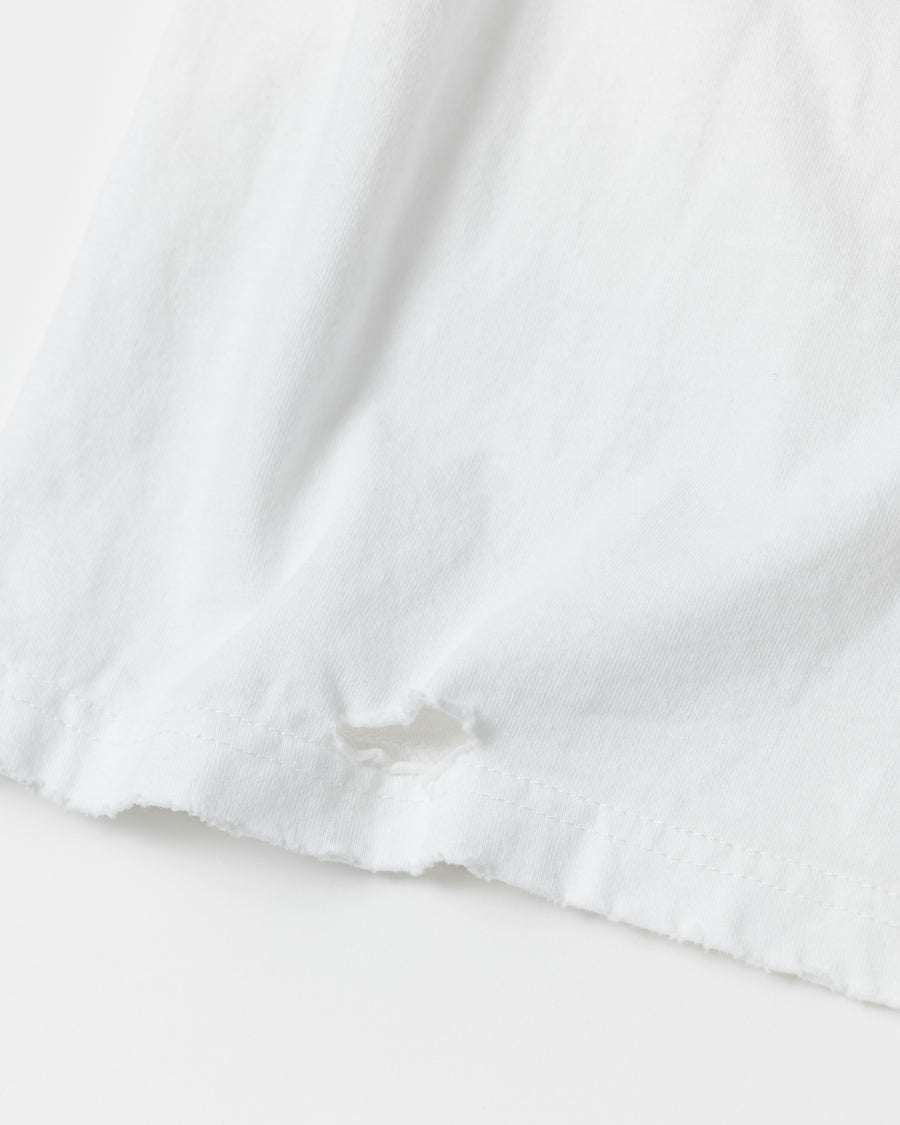 DAMAGED EMB S/S T-S WHITE