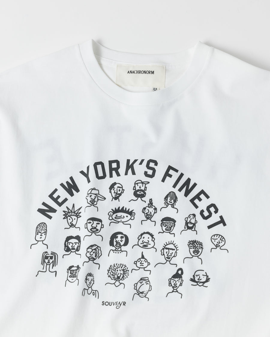 ANACHRONORM × Souvenyr NYC フェイシズ 半袖Tシャツ ホワイト | コラボグラフィック ニューヨーク コットン100%