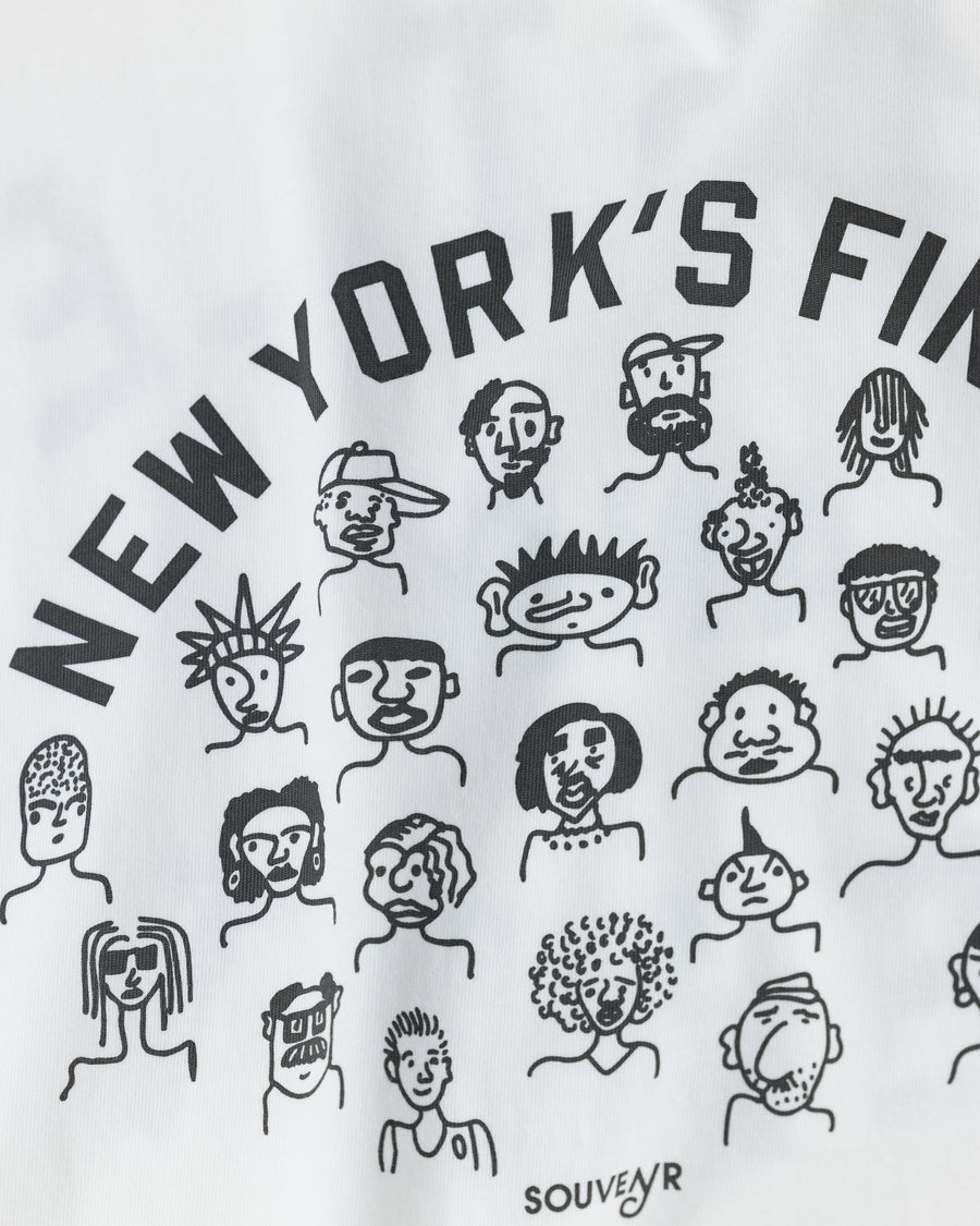 ANACHRONORM × Souvenyr NYC フェイシズ 半袖Tシャツ ホワイト | コラボグラフィック ニューヨーク コットン100%