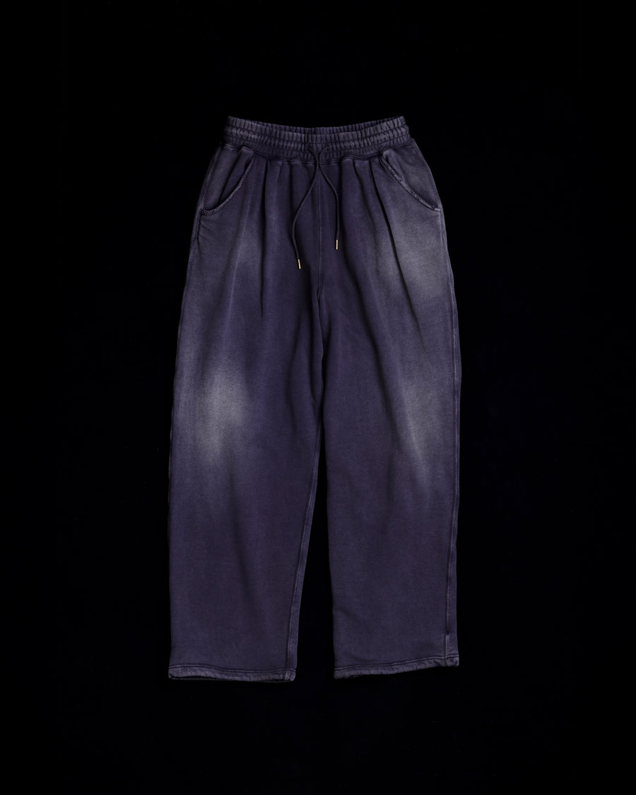 FADED TUCK WIDE SWEAT PANTS PURPLE