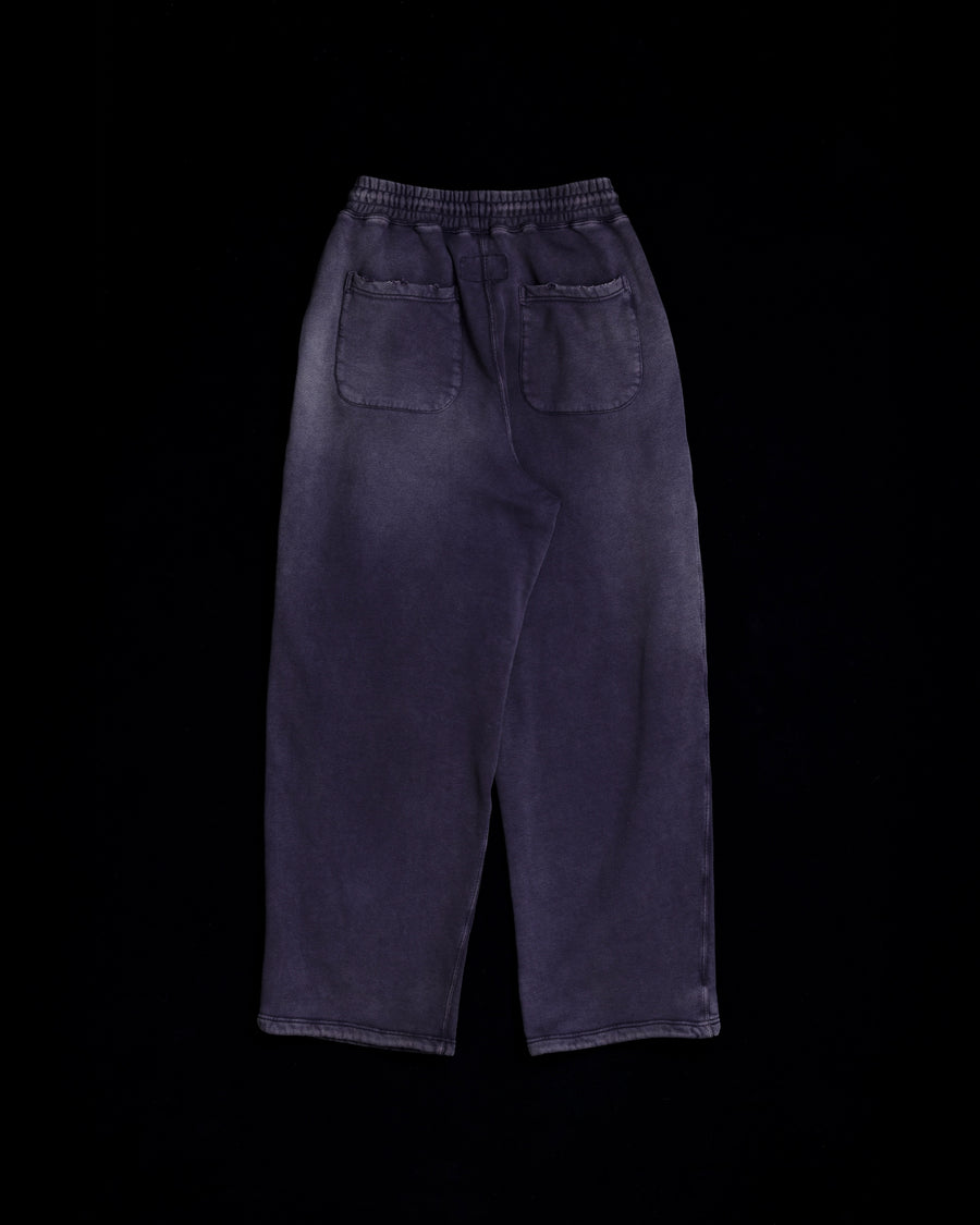 FADED TUCK WIDE SWEAT PANTS PURPLE