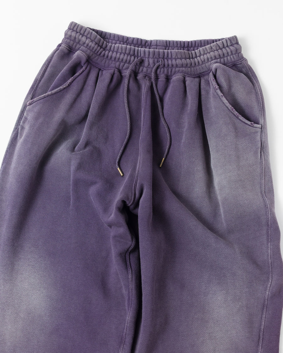 FADED TUCK WIDE SWEAT PANTS PURPLE