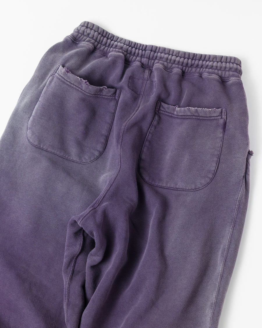 FADED TUCK WIDE SWEAT PANTS PURPLE