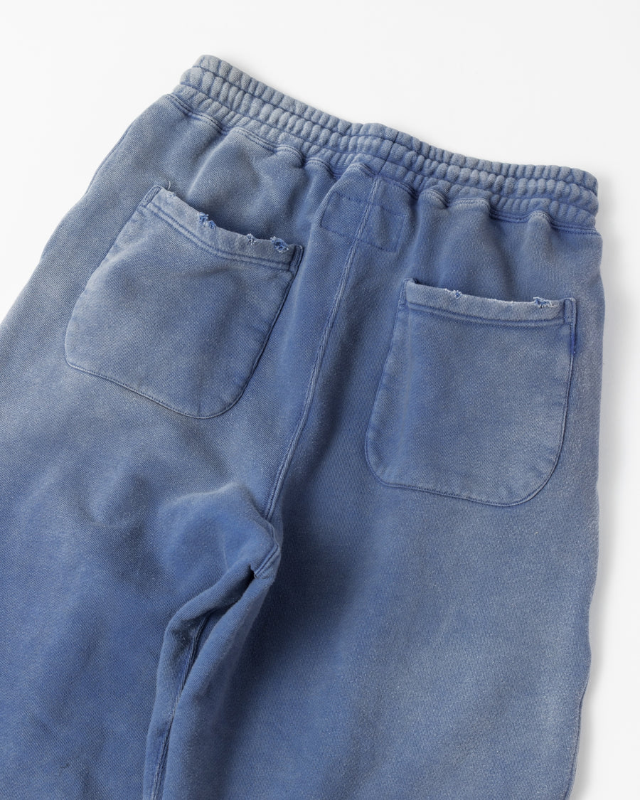 FADED TUCK WIDE SWEAT PANTS BLUE
