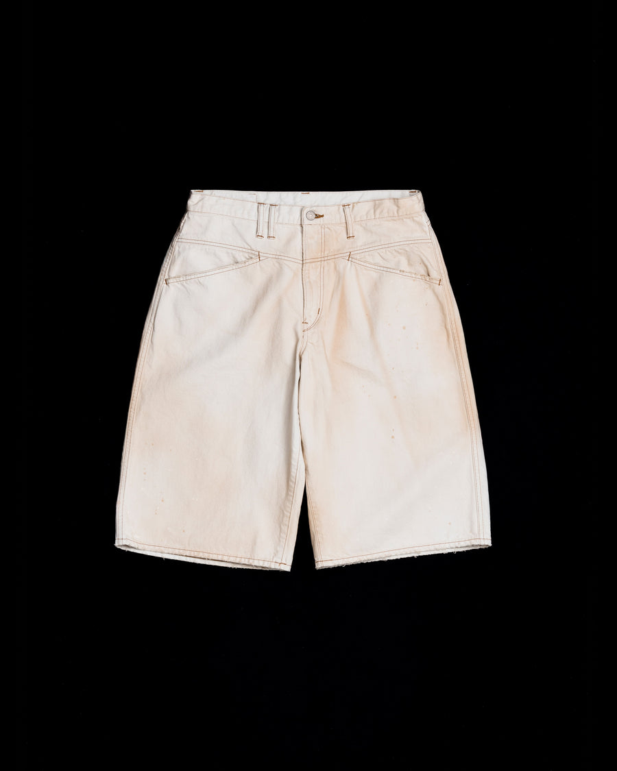 ANACHRONORM フロントヨーク デニムショーツ 生成り | 12oz ムラ糸デニム エイジング加工 アタリ ストリート 日本製
