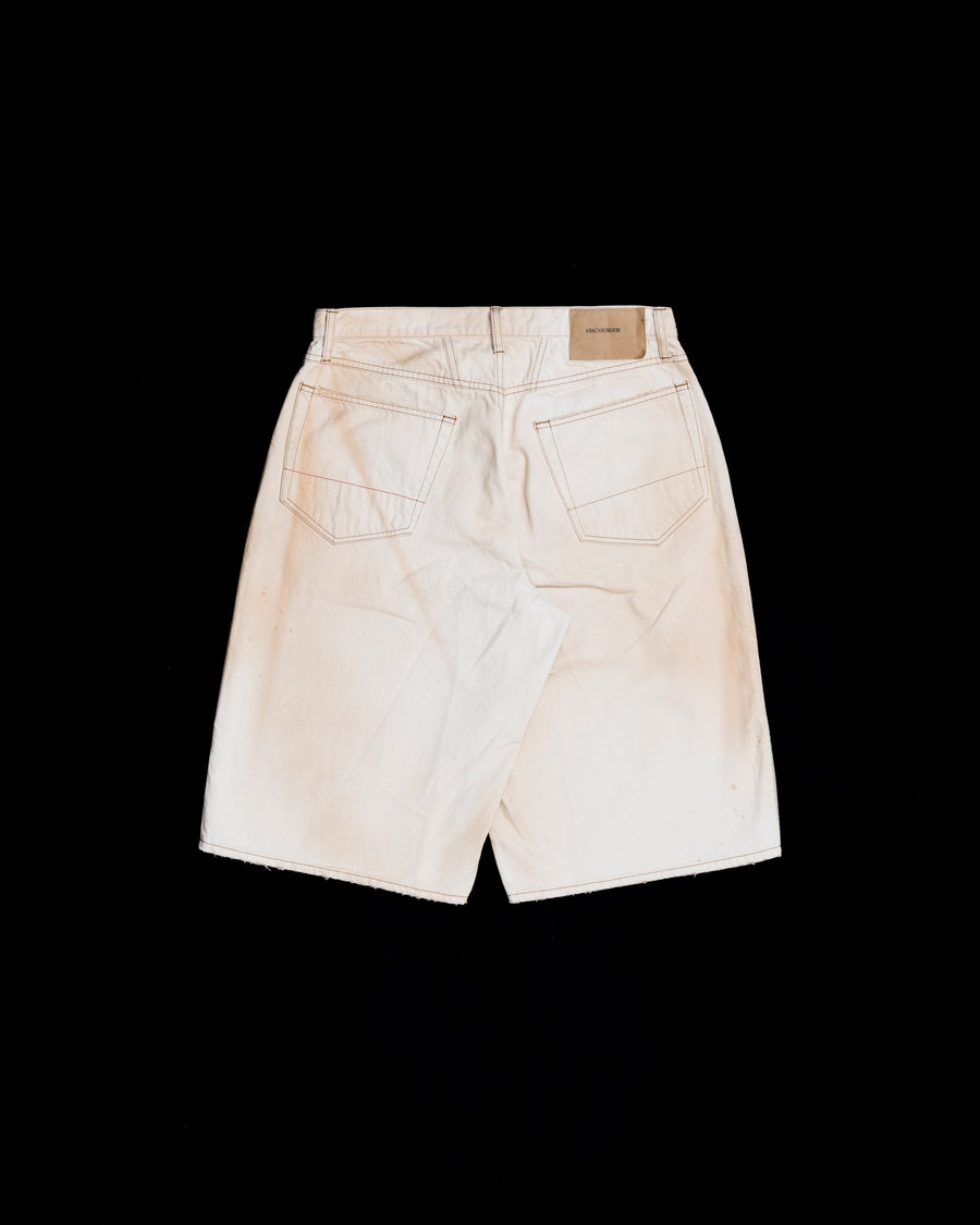 ANACHRONORM フロントヨーク デニムショーツ 生成り | 12oz ムラ糸デニム エイジング加工 アタリ ストリート 日本製