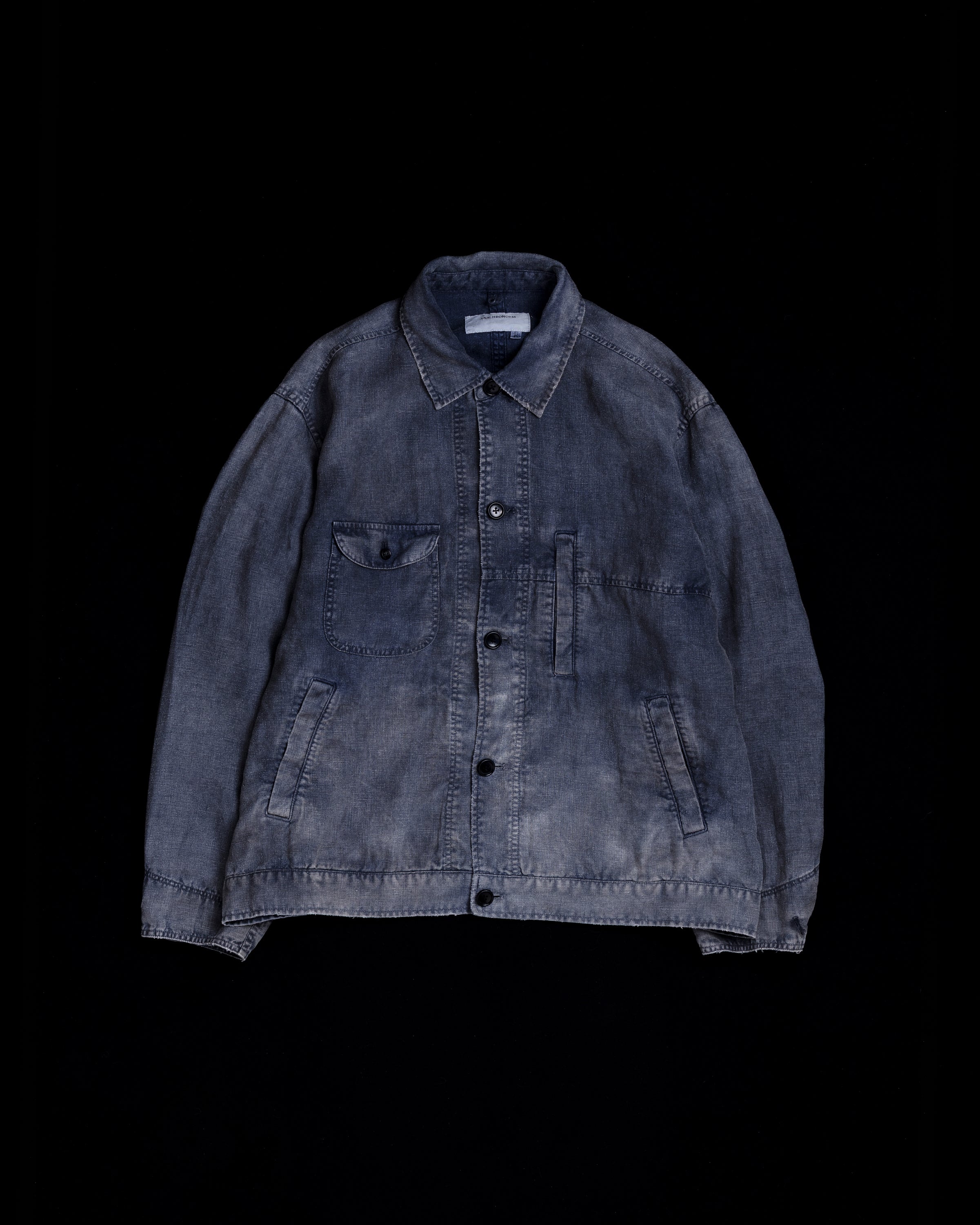 FADED SULFUR DYED LINEN UTILITY JACKET NAVY