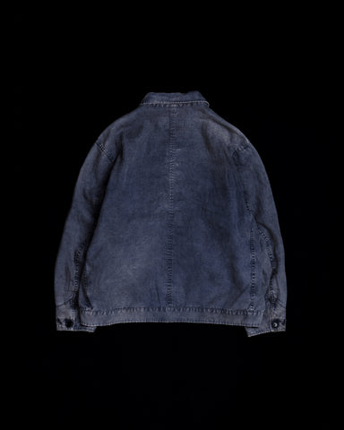 FADED SULFUR DYED LINEN UTILITY JACKET NAVY