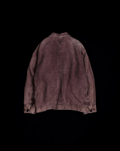 FADED SULFUR DYED LINEN UTILITY JACKET BURGUNDY