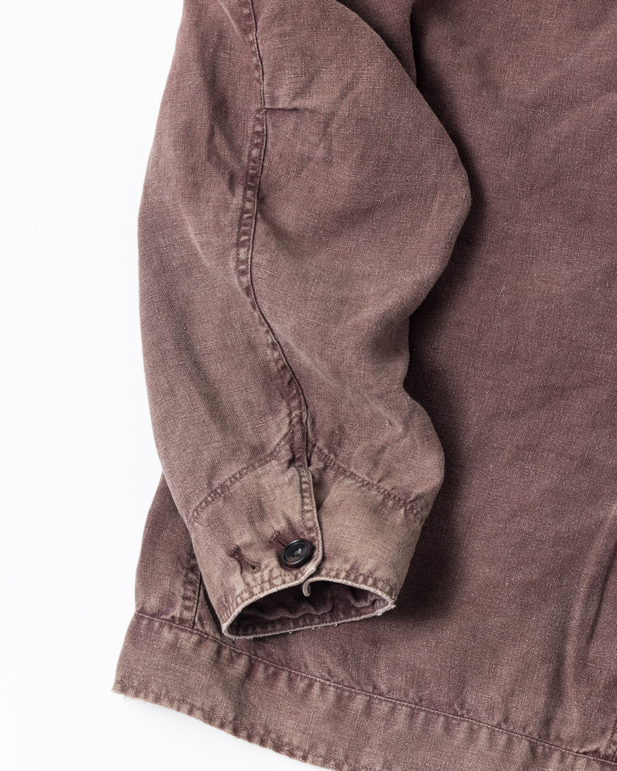 FADED SULFUR DYED LINEN UTILITY JACKET BURGUNDY