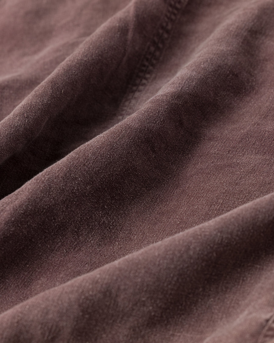 FADED SULFUR DYED LINEN UTILITY JACKET BURGUNDY