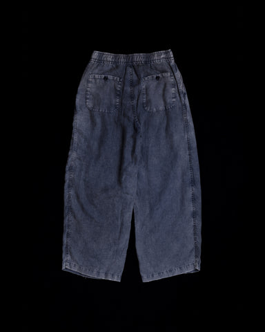 FADED SULFUR DYED LINEN WIDE EASY PANTS NAVY