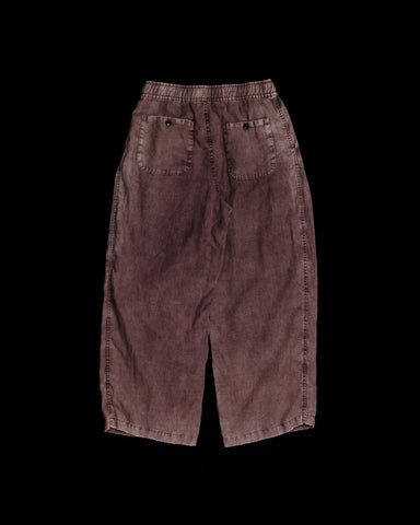 FADED SULFUR DYED LINEN WIDE EASY PANTS BURGUNDY