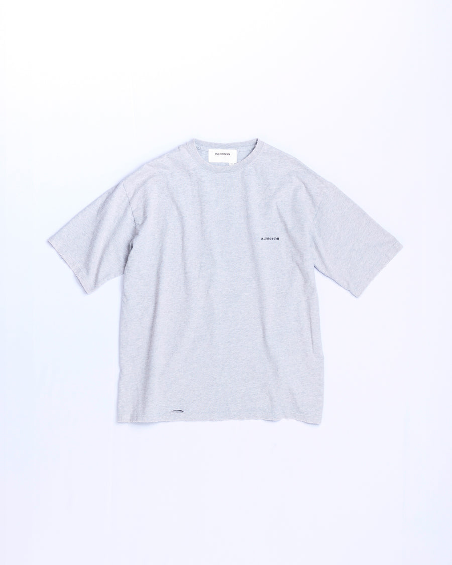 DAMAGED EMB S/S T-S SKY MIX GRAY