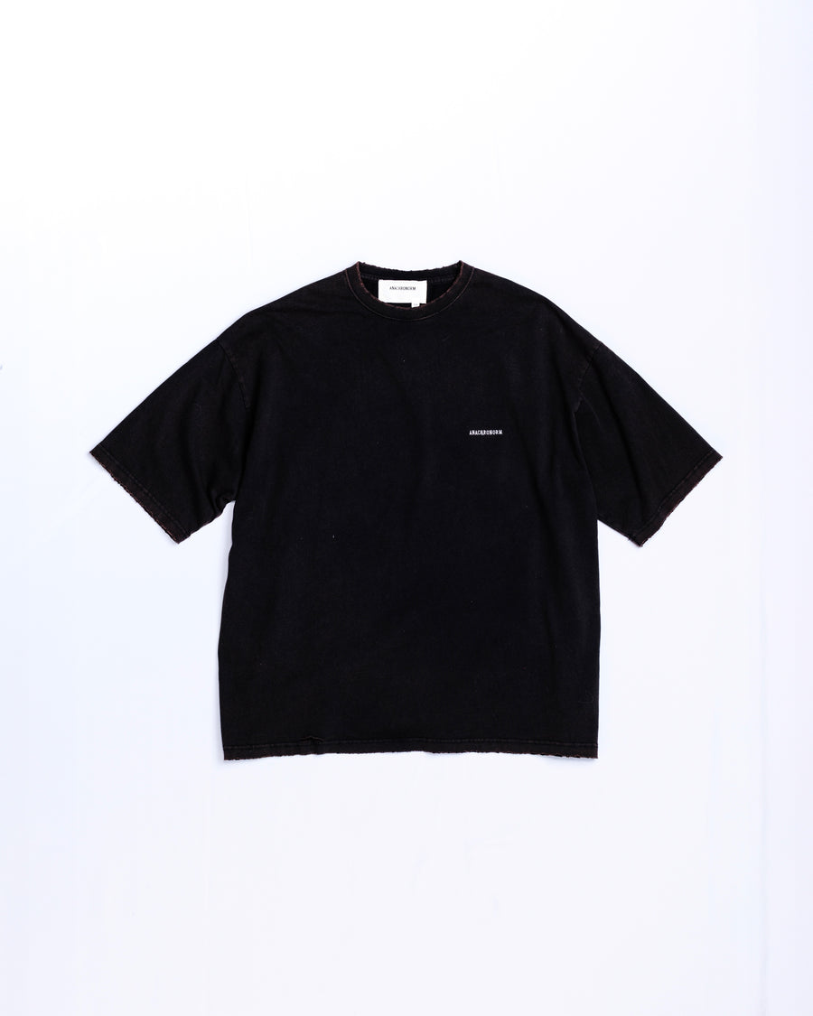 DAMAGED EMB S/S T-S BLACK