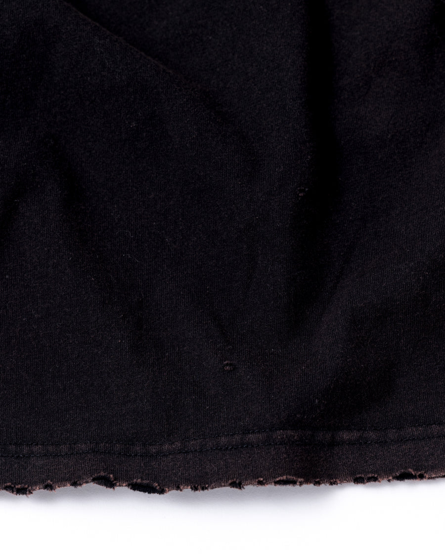 DAMAGED EMB S/S T-S BLACK