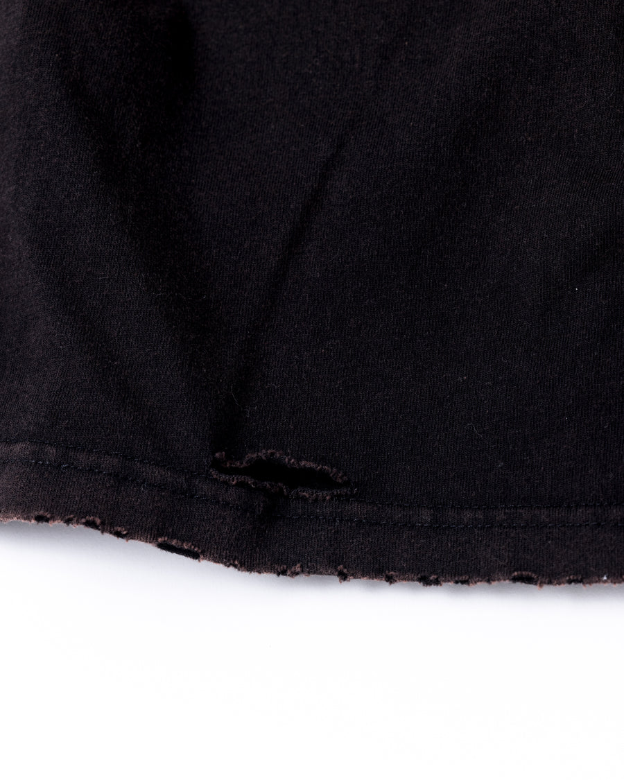 DAMAGED EMB S/S T-S BLACK