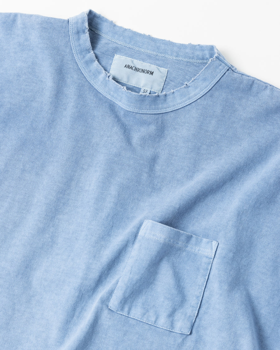 ANACHRONORM ピグメントダイ ポケット 半袖Tシャツ ブルー | 特殊顔料染め コットン天竺 オリジナルカラー 日本製