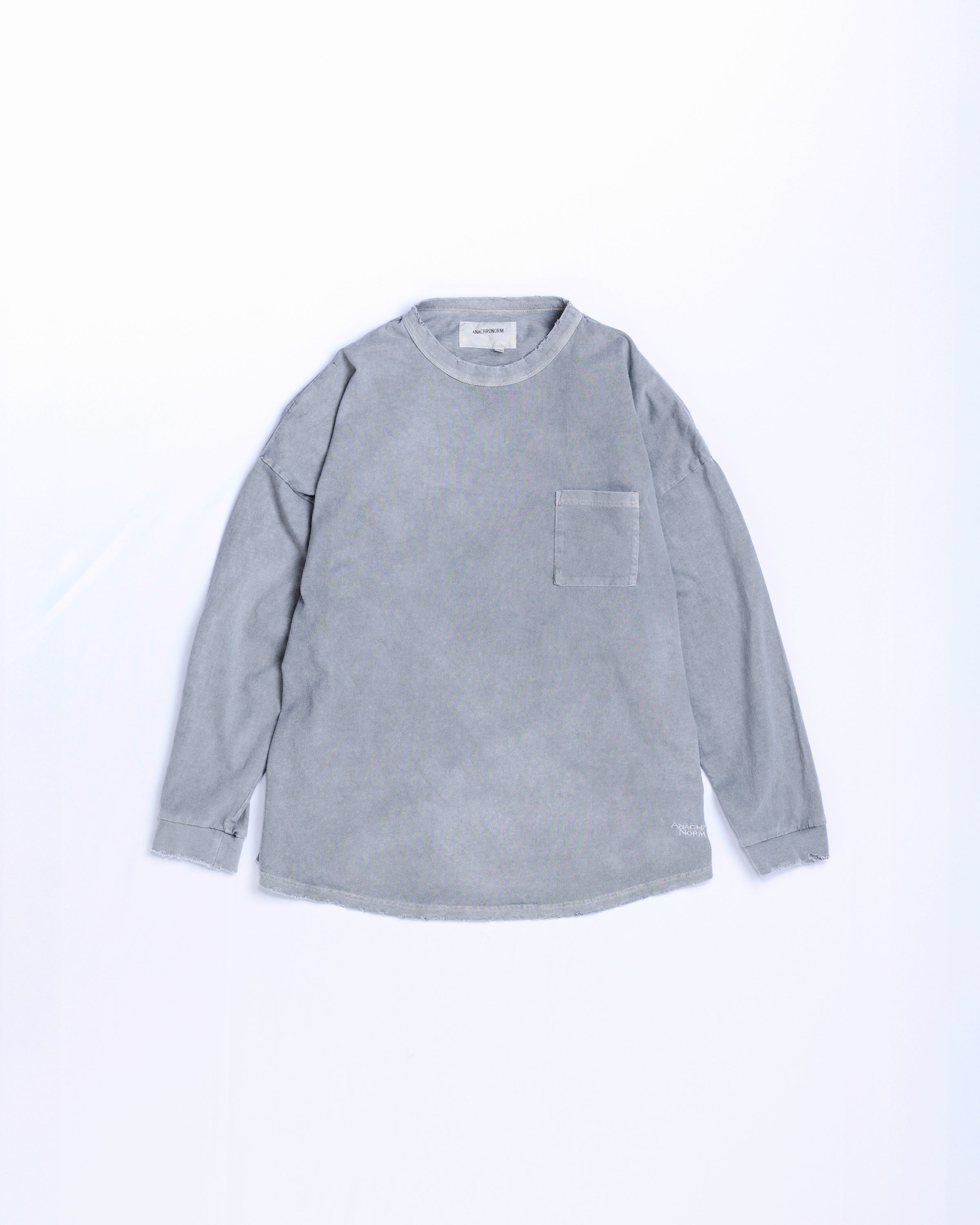PIGMENT DYED POCKET L/S T-S GRAY