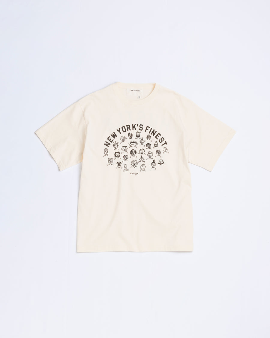 ANACHRONORM × Souvenyr NYC フェイシズ 半袖Tシャツ ベージュ | コラボグラフィック ニューヨーク コットン100%