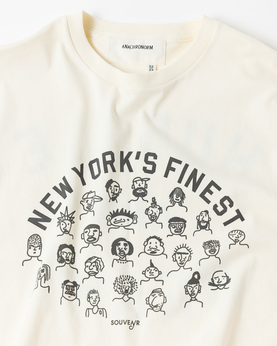 ANACHRONORM × Souvenyr NYC フェイシズ 半袖Tシャツ ベージュ | コラボグラフィック ニューヨーク コットン100%
