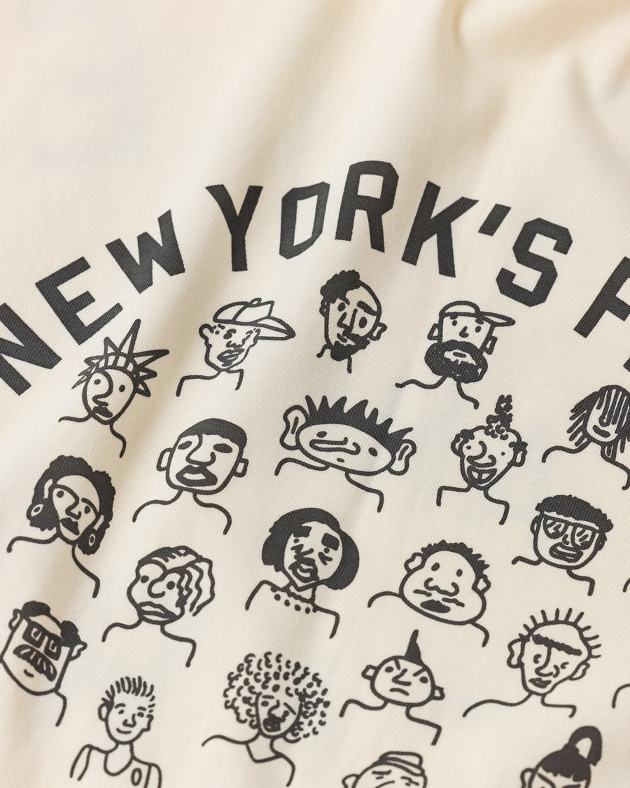 ANACHRONORM × Souvenyr NYC フェイシズ 半袖Tシャツ ベージュ | コラボグラフィック ニューヨーク コットン100%