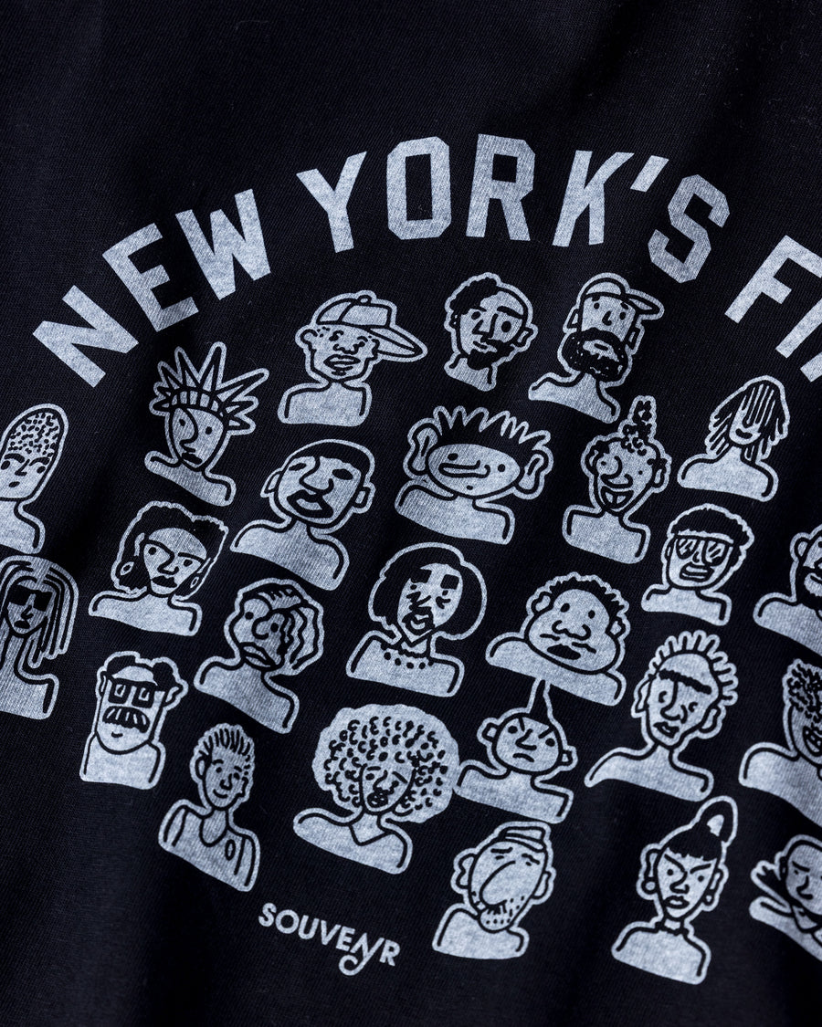 ANACHRONORM × Souvenyr NYC フェイシズ 半袖Tシャツ ブラック | コラボグラフィック ニューヨーク コットン100% 