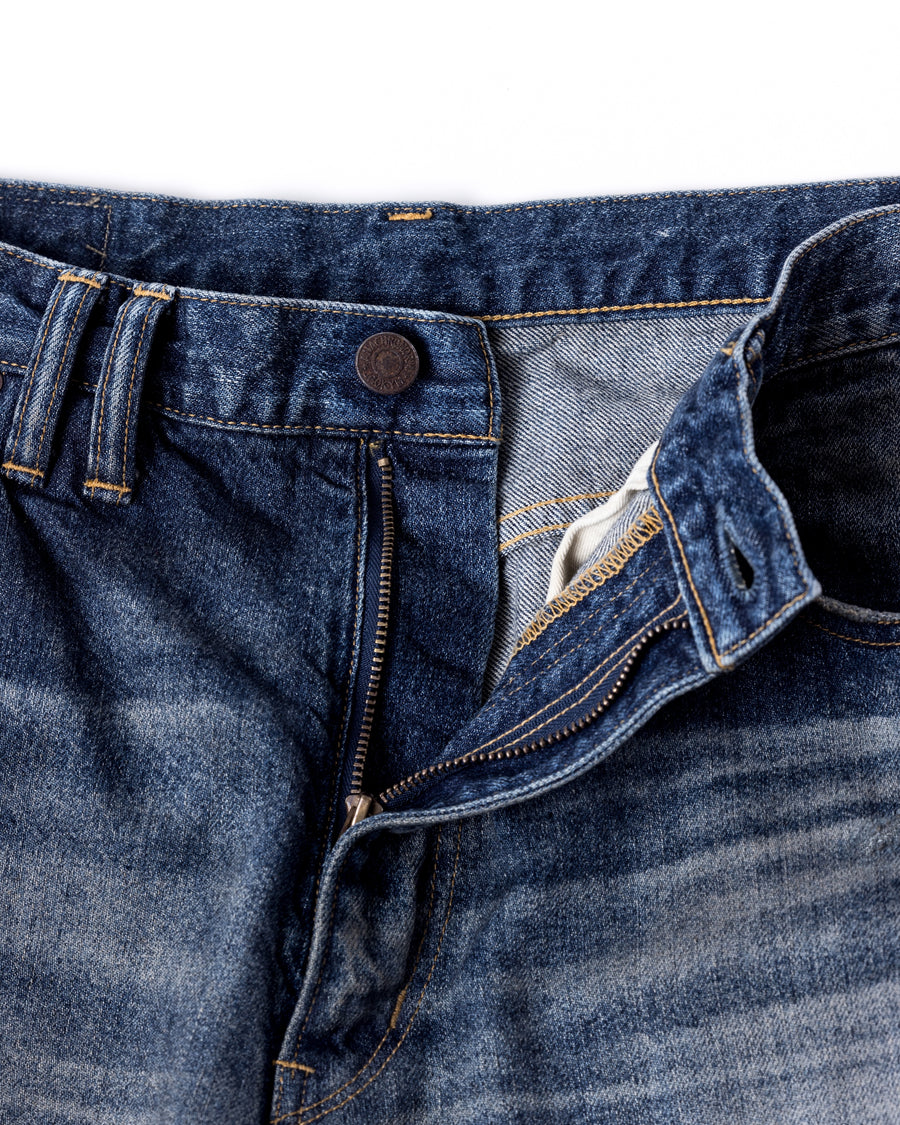 ANACHRONORM リメイク ワイド 5ポケット デニムパンツ インディゴ | 507XX 11.5ozデニム ハードダメージ パッチワーク ワイドシルエット 日本製