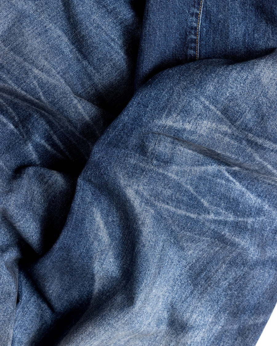 ANACHRONORM リメイク ワイド 5ポケット デニムパンツ インディゴ | 507XX 11.5ozデニム ハードダメージ パッチワーク ワイドシルエット 日本製