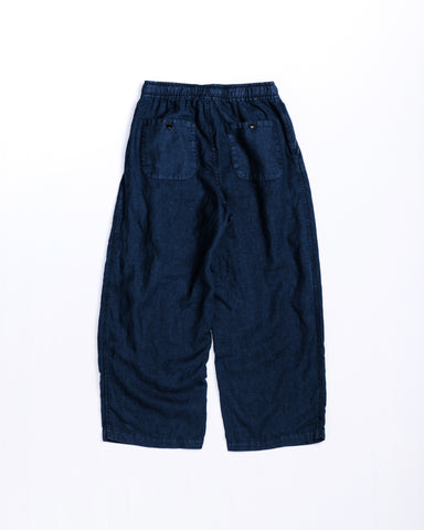 SULFUR DYED LINEN WIDE EASY PANTS NAVY
