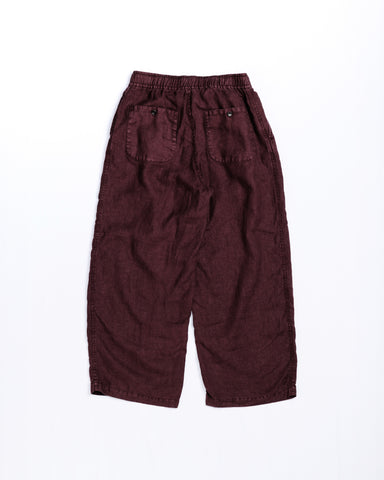 SULFUR DYED LINEN WIDE EASY PANTS BURGUNDY