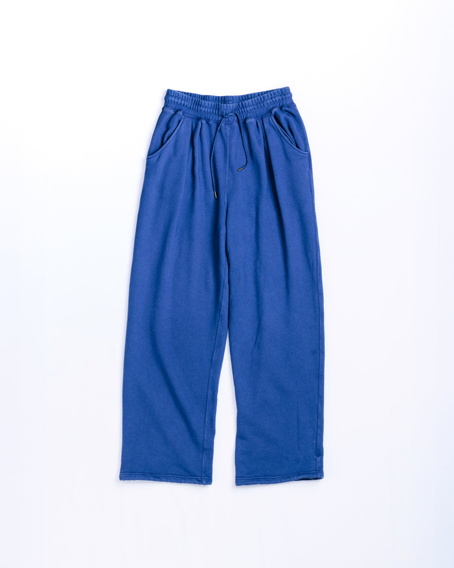 TUCK WIDE SWEAT PANTS BLUE
