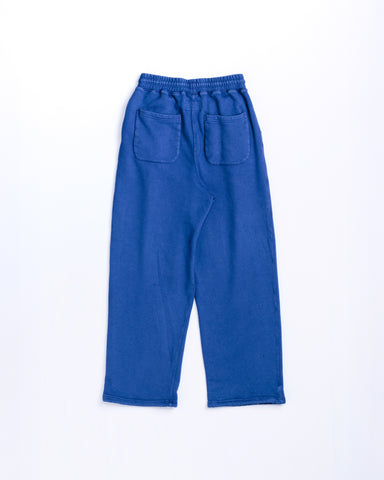 TUCK WIDE SWEAT PANTS BLUE