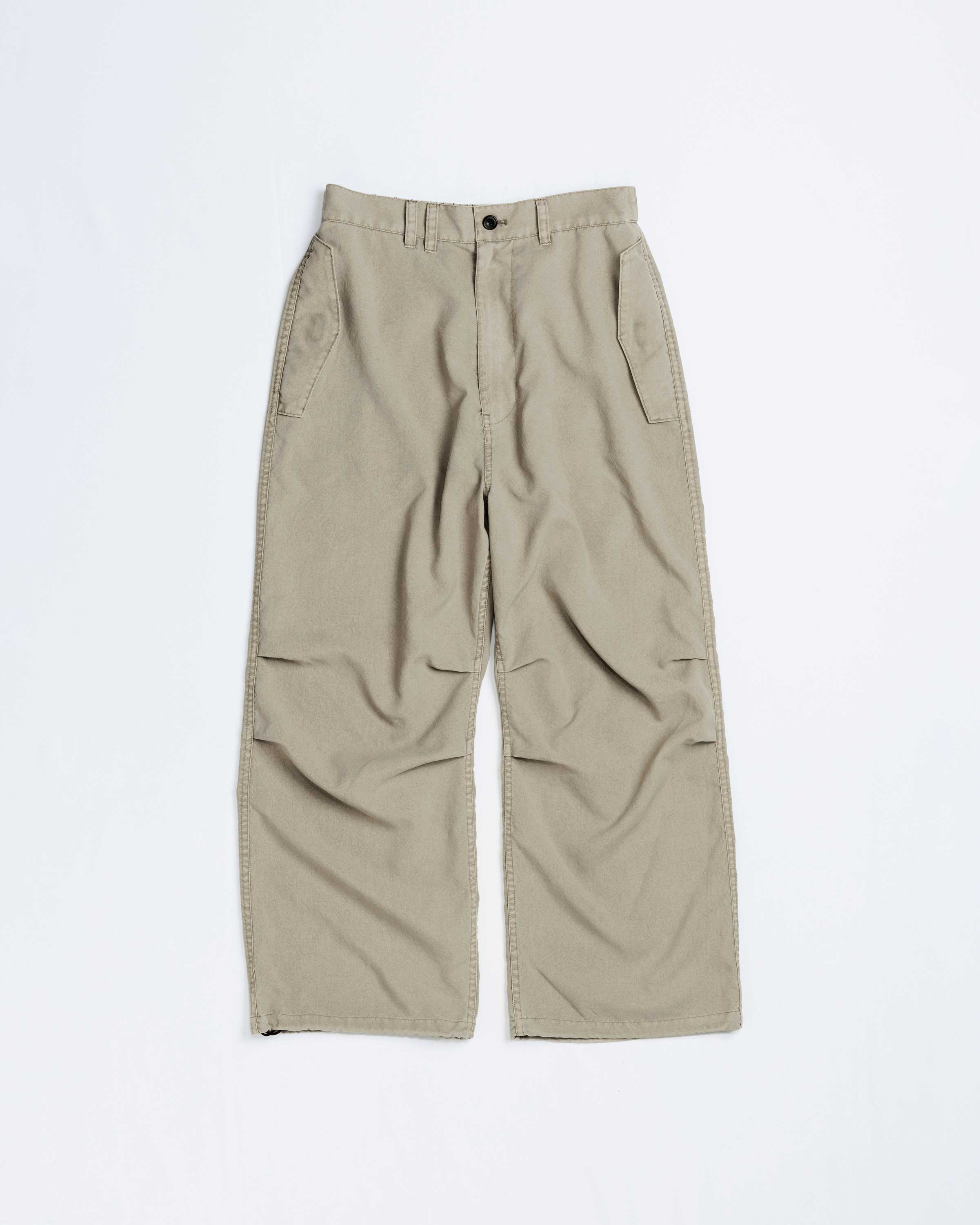 POLYESTER LIGHTWEIGHT FLAP PANTS GRAY BEIGE